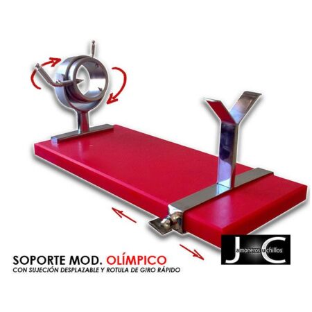 Soporte jamonero giratorio rojo modelo olímpico Virutas jamón