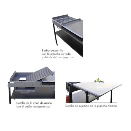 detalle paellero y plancha a gas con barbacoa ref 33729