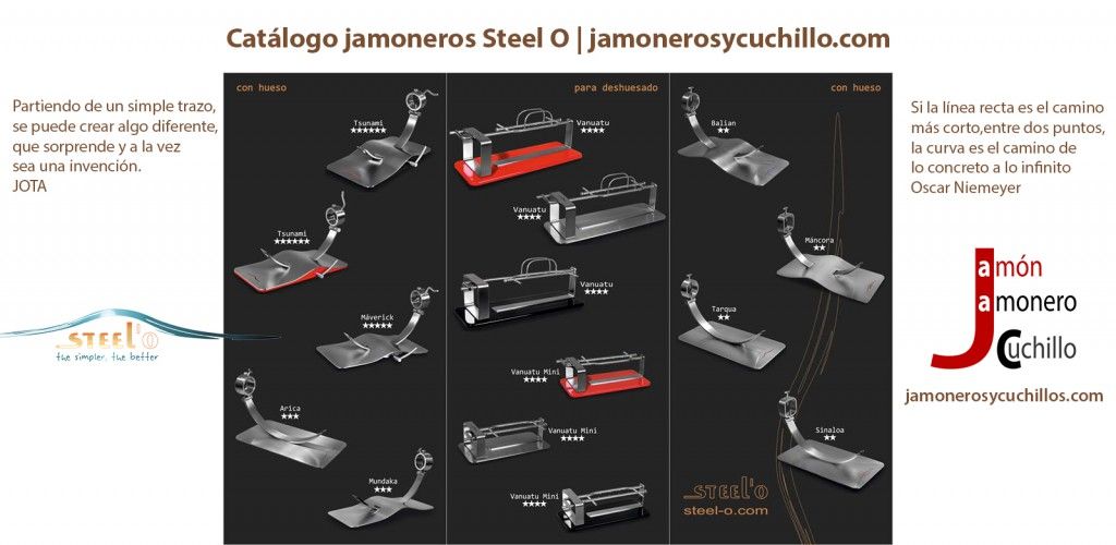 catalogo jamoneros steel o jamon jamoneros y cuchillos