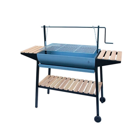 Barbacoa curva con cadenas baldas madera 33742